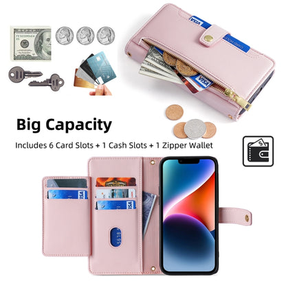 For Xiaomi Redmi Note 13 Pro+ 5G Sheep Texture Cross-body Zipper Wallet Leather Phone Case(Pink) - Note 13 Pro+ Cases by buy2fix | Online Shopping UK | buy2fix