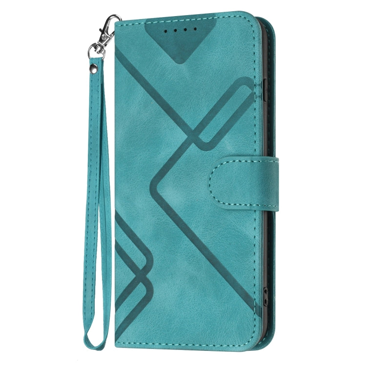 For Xiaomi Redmi K70 Line Pattern Skin Feel Leather Phone Case(Light Blue) - K70 Cases by buy2fix | Online Shopping UK | buy2fix