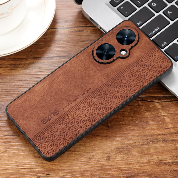 For Huawei Maimang 20 AZNS 3D Embossed Skin Feel Phone Case(Brown) - Huawei Cases by AZNS | Online Shopping UK | buy2fix