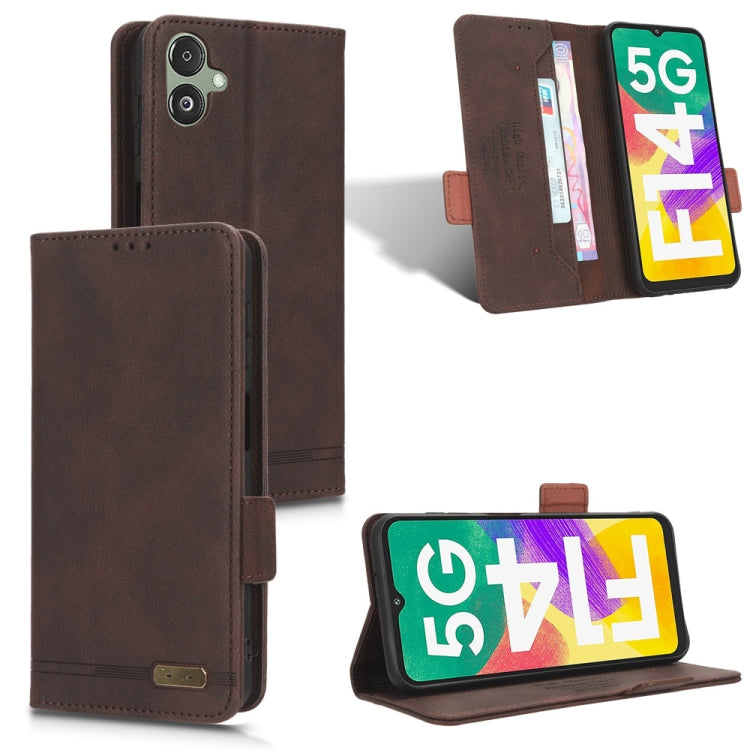 For Samsung Galaxy F14 Magnetic Clasp Leather Phone Case(Brown) - Galaxy Phone Cases by buy2fix | Online Shopping UK | buy2fix