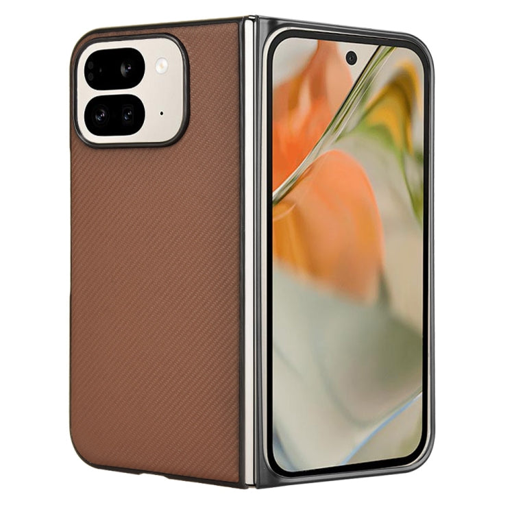 For Google Pixel 9 Pro Fold PU Leather PC Phone Case(Brown) - Google Cases by buy2fix | Online Shopping UK | buy2fix