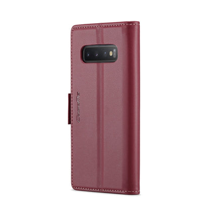 For Samsung Galaxy S10 CaseMe 023 Butterfly Buckle Litchi Texture RFID Anti-theft Leather Phone Case(Wine Red) - Galaxy Phone Cases by CaseMe | Online Shopping UK | buy2fix