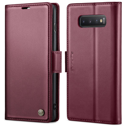 For Samsung Galaxy S10+ CaseMe 023 Butterfly Buckle Litchi Texture RFID Anti-theft Leather Phone Case(Wine Red) - Galaxy Phone Cases by CaseMe | Online Shopping UK | buy2fix