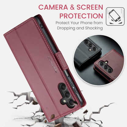 For Samsung Galaxy A24 4G CaseMe 023 Butterfly Buckle Litchi Texture RFID Anti-theft Leather Phone Case(Wine Red) - Galaxy Phone Cases by CaseMe | Online Shopping UK | buy2fix