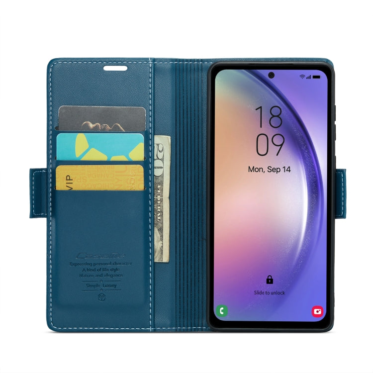 For Samsung Galaxy A54 5G CaseMe 023 Butterfly Buckle Litchi Texture RFID Anti-theft Leather Phone Case(Blue) - Galaxy Phone Cases by CaseMe | Online Shopping UK | buy2fix