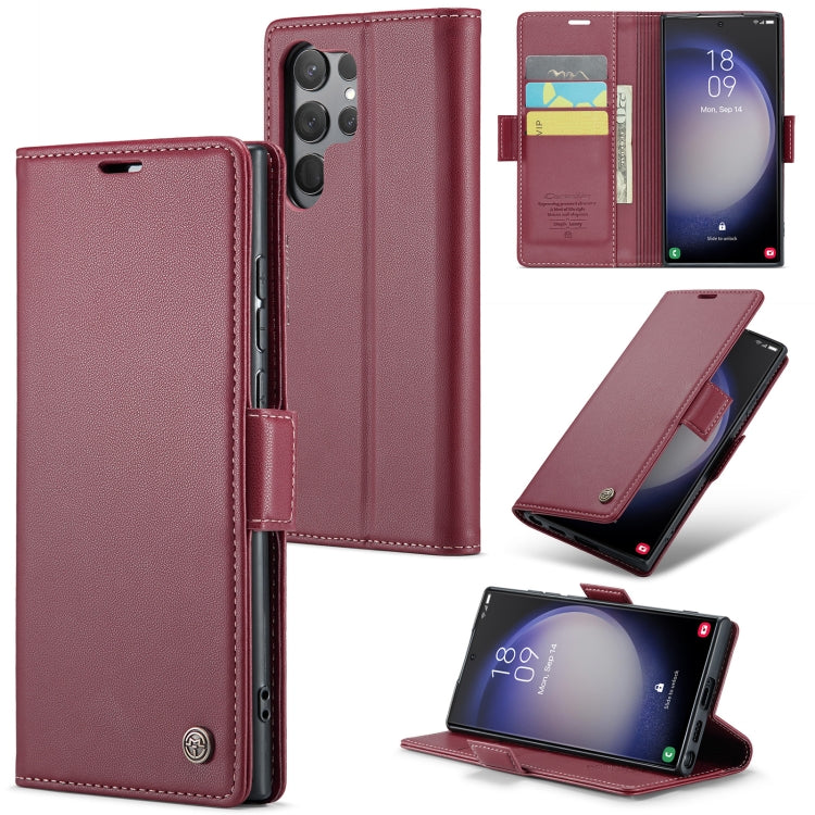 For Samsung Galaxy S24 Ultra CaseMe 023 Butterfly Buckle Litchi Texture RFID Anti-theft Leather Phone Case(Wine Red) - Galaxy S24 Ultra 5G Cases by CaseMe | Online Shopping UK | buy2fix