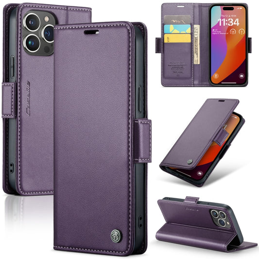 For iPhone 15 Pro Max CaseMe 023 Butterfly Buckle Litchi Texture RFID Anti-theft Leather Phone Case(Pearly Purple) - iPhone 15 Pro Max Cases by CaseMe | Online Shopping UK | buy2fix