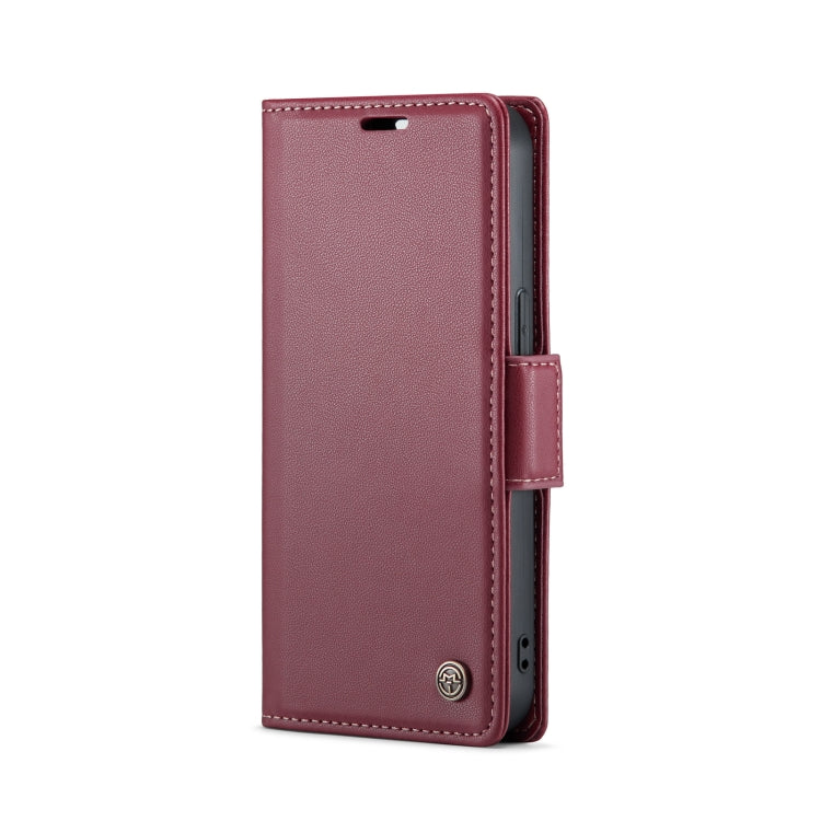 For iPhone 15 Plus CaseMe 023 Butterfly Buckle Litchi Texture RFID Anti-theft Leather Phone Case(Wine Red) - iPhone 15 Plus Cases by CaseMe | Online Shopping UK | buy2fix