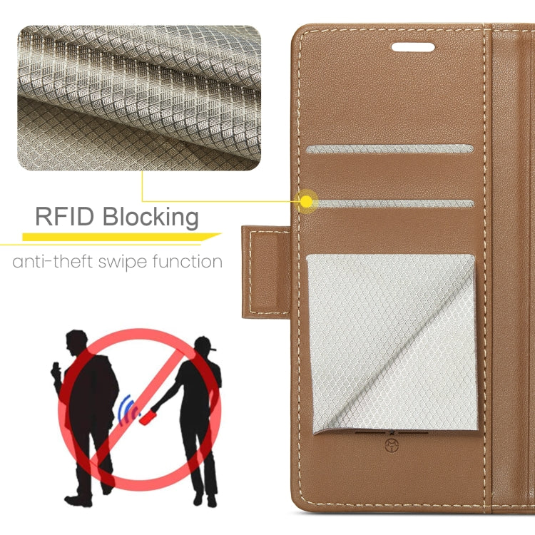 For Xiaomi Redmi Note 13 Pro 4G CaseMe 023 Butterfly Buckle Litchi Texture RFID Anti-theft Leather Phone Case(Brown) - Xiaomi Cases by CaseMe | Online Shopping UK | buy2fix