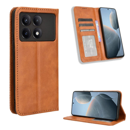 For Xiaomi Redmi K70 / K70 Pro Magnetic Buckle Retro Texture Leather Phone Case(Brown) - K70 Pro Cases by buy2fix | Online Shopping UK | buy2fix