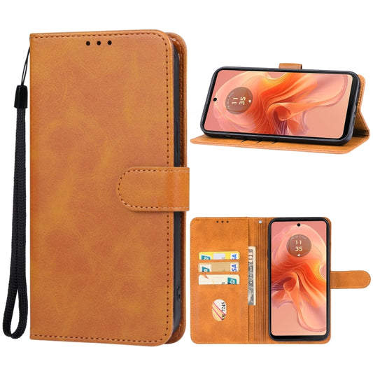 For Motorola Moto G04 Leather Phone Case(Brown) - Motorola Cases by buy2fix | Online Shopping UK | buy2fix