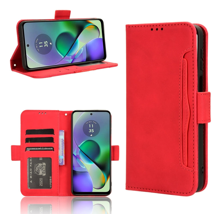 For Motorola Moto G54 5G Skin Feel Calf Texture Card Slots Leather Phone Case(Red) - Motorola Cases by buy2fix | Online Shopping UK | buy2fix