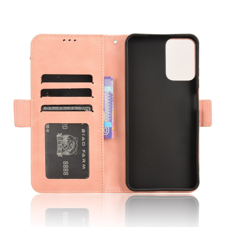 For Motorola Moto G34 5G Skin Feel Calf Texture Card Slots Leather Phone Case(Pink) - Motorola Cases by buy2fix | Online Shopping UK | buy2fix