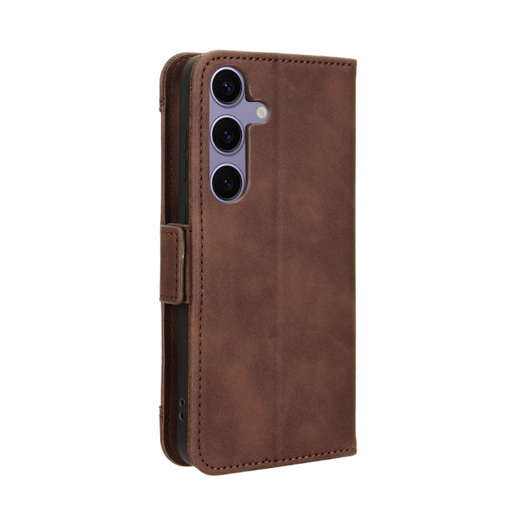 For Samsung Galaxy S24 5G Skin Feel Calf Texture Card Slots Leather Phone Case(Brown) - Galaxy S24 5G Cases by buy2fix | Online Shopping UK | buy2fix