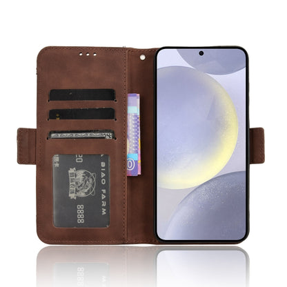 For Samsung Galaxy S24 5G Skin Feel Calf Texture Card Slots Leather Phone Case(Brown) - Galaxy S24 5G Cases by buy2fix | Online Shopping UK | buy2fix