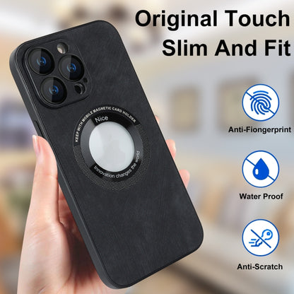 For iPhone 14 Pro Max Skin Feel Leather MagSafe Magnetic Phone Case(Black) - iPhone 14 Pro Max Cases by buy2fix | Online Shopping UK | buy2fix