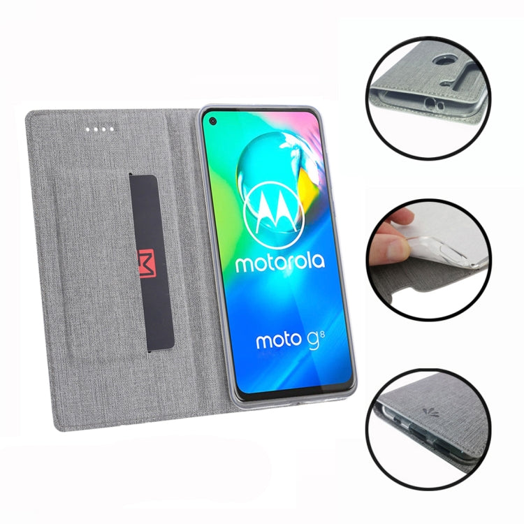 For Motorola Moto G8 ViLi DMX-54 Shockproof TPU + PU Leather Magnetic Attraction Horizontal Flip Protective Case with Card Slots & Holder(Grey) - Motorola Cases by ViLi | Online Shopping UK | buy2fix