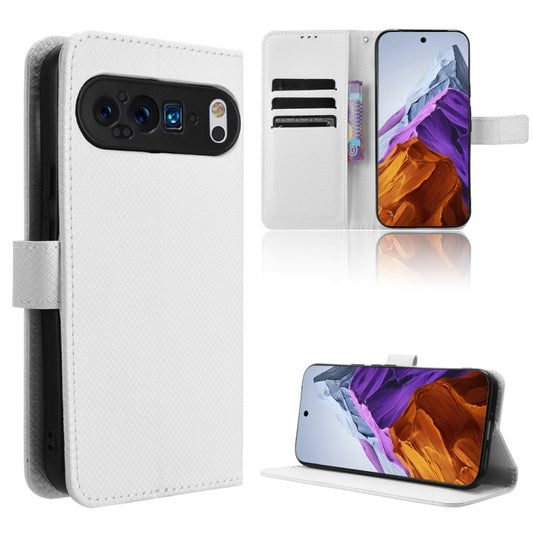 For Google Pixel 9 Diamond Texture Leather Phone Case(White) - Google Cases by buy2fix | Online Shopping UK | buy2fix