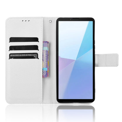 For Sony Xperia 10 VI 2024 Diamond Texture Leather Phone Case(White) - Sony Cases by buy2fix | Online Shopping UK | buy2fix