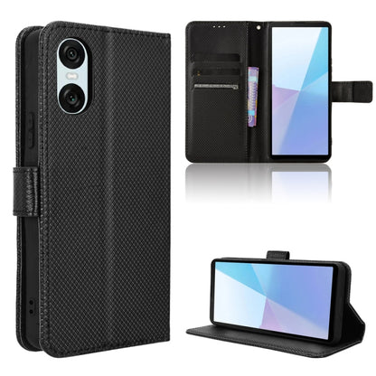 For Sony Xperia 10 VI 2024 Diamond Texture Leather Phone Case(Black) - Sony Cases by buy2fix | Online Shopping UK | buy2fix