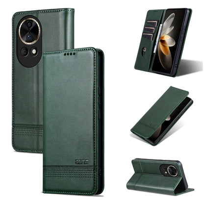 For Huawei nova 12 AZNS Magnetic Calf Texture Flip Leather Phone Case(Dark Green) - Huawei Cases by AZNS | Online Shopping UK | buy2fix