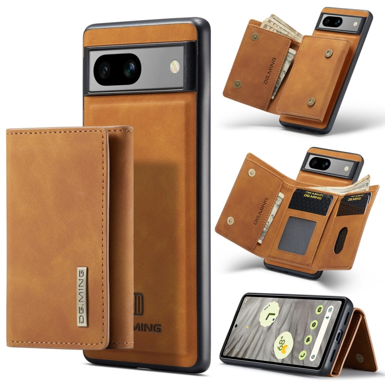 For Google Pixel 7A DG.MING M1 Series 3-Fold Multi Card Wallet + Magnetic Phone Case(Brown) - Google Cases by DG.MING | Online Shopping UK | buy2fix