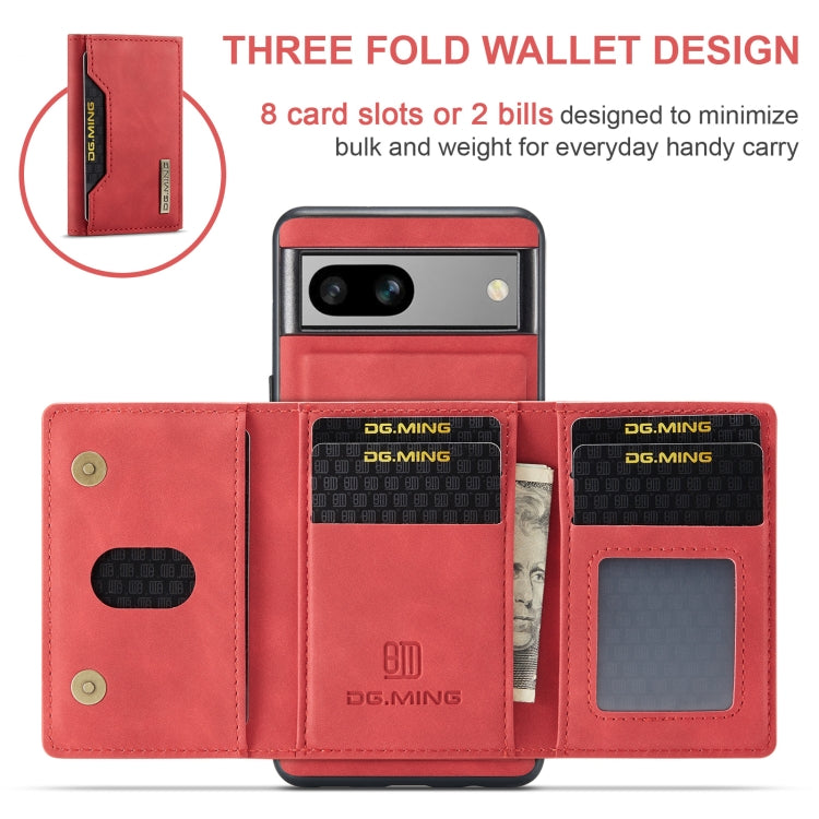 For Google Pixel 8A DG.MING M2 Series 3-Fold Multi Card Bag + Magnetic Phone Case(Red) - Google Cases by DG.MING | Online Shopping UK | buy2fix