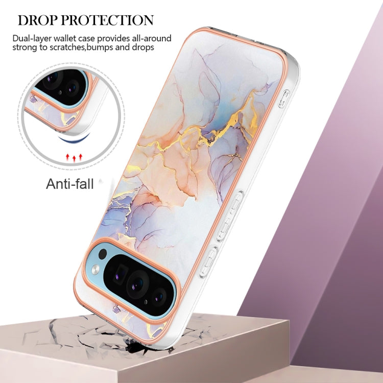 For Google Pixel 9 / 9 Pro Electroplating IMD TPU Phone Case(White Marble) - Google Cases by buy2fix | Online Shopping UK | buy2fix