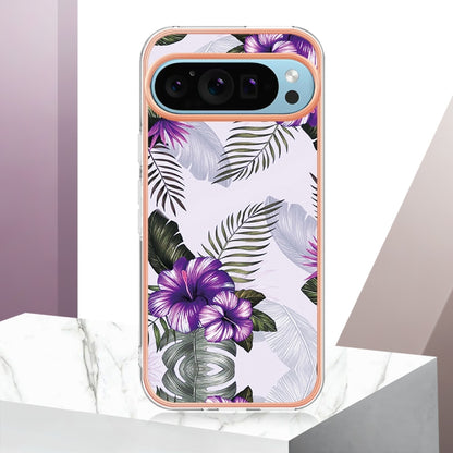 For Google Pixel 9 Pro XL Electroplating IMD TPU Phone Case(Purple Flower) - Google Cases by buy2fix | Online Shopping UK | buy2fix