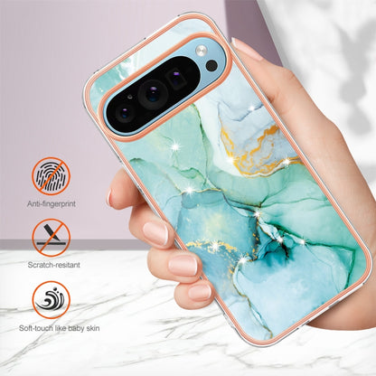 For Google Pixel 9 / 9 Pro Electroplating Marble Dual-side IMD Phone Case(Green 003) - Google Cases by buy2fix | Online Shopping UK | buy2fix