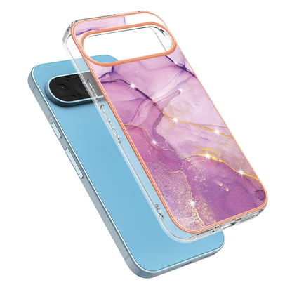 For Google Pixel 9 Pro XL Electroplating Marble Dual-side IMD Phone Case(Purple 001) - Google Cases by buy2fix | Online Shopping UK | buy2fix