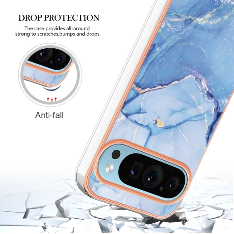 For Google Pixel 9 Pro XL Electroplating Marble Dual-side IMD Phone Case(Blue 018) - Google Cases by buy2fix | Online Shopping UK | buy2fix