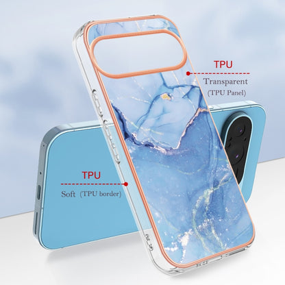 For Google Pixel 9 Pro XL Electroplating Marble Dual-side IMD Phone Case(Blue 018) - Google Cases by buy2fix | Online Shopping UK | buy2fix