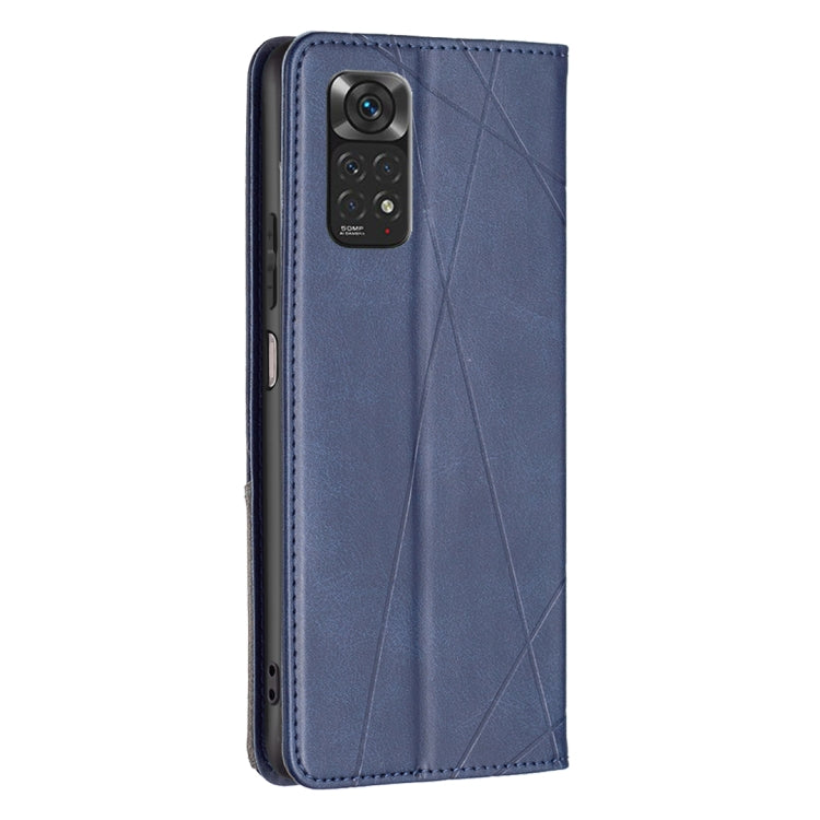 For Xiaomi Redmi Note 12S 4G / Note 11  Rhombus Texture Magnetic Leather Phone Case(Blue) - Xiaomi Cases by buy2fix | Online Shopping UK | buy2fix