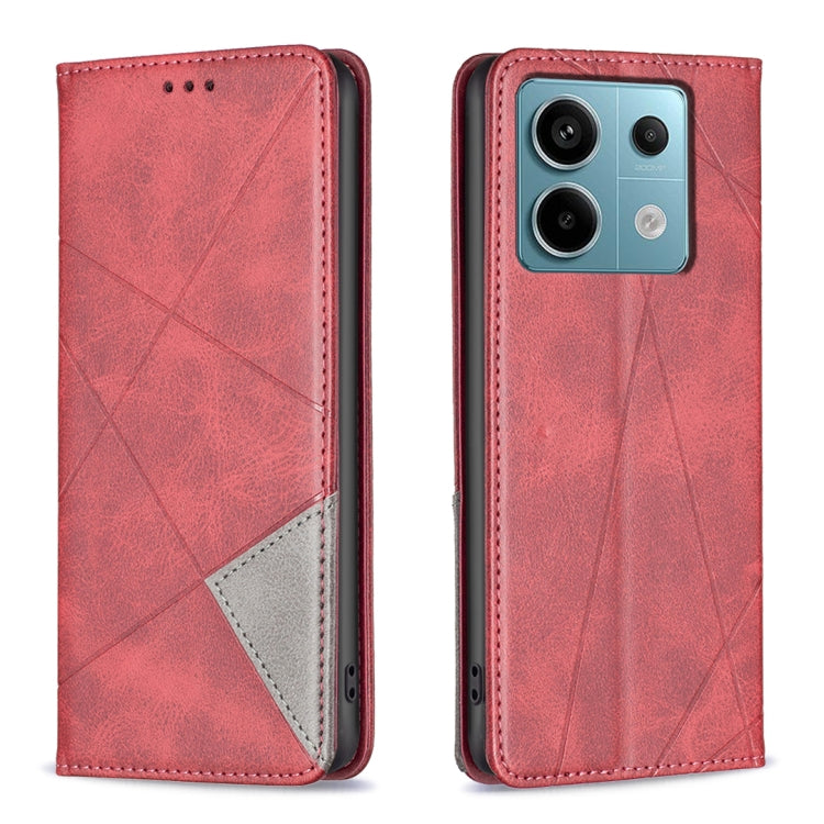 For Xiaomi Redmi Note 13 Pro 5G Rhombus Texture Magnetic Leather Phone Case(Red) - Xiaomi Cases by buy2fix | Online Shopping UK | buy2fix