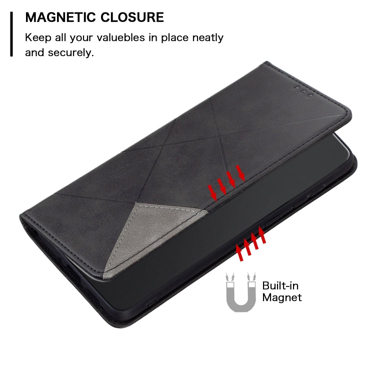 For Xiaomi Redmi Note 13 Pro 5G Rhombus Texture Magnetic Leather Phone Case(Black) - Xiaomi Cases by buy2fix | Online Shopping UK | buy2fix