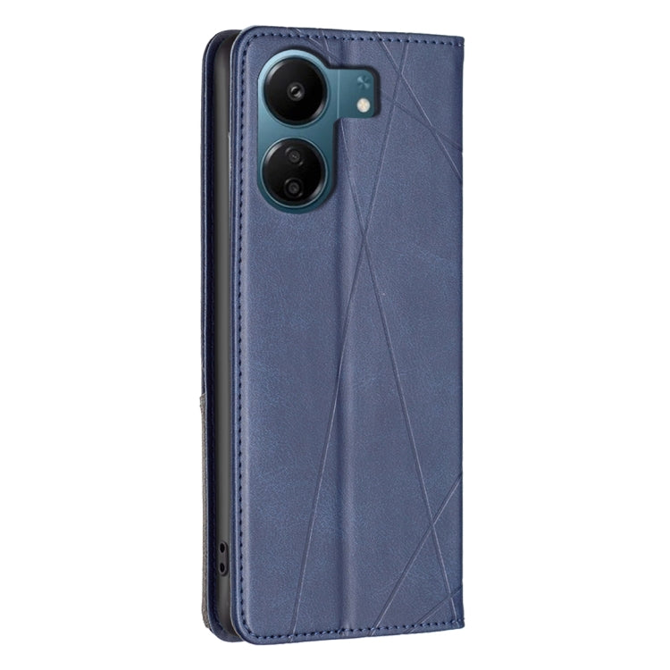 For Xiaomi Redmi 13C Rhombus Texture Magnetic Leather Phone Case(Blue) - 13C Cases by buy2fix | Online Shopping UK | buy2fix