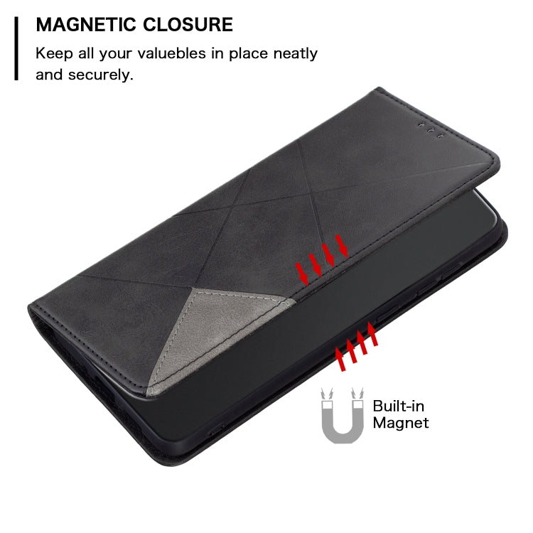 For Xiaomi Redmi Note 13 Pro 4G Global Rhombus Texture Magnetic Leather Phone Case(Black) - Note 13 Pro Cases by buy2fix | Online Shopping UK | buy2fix