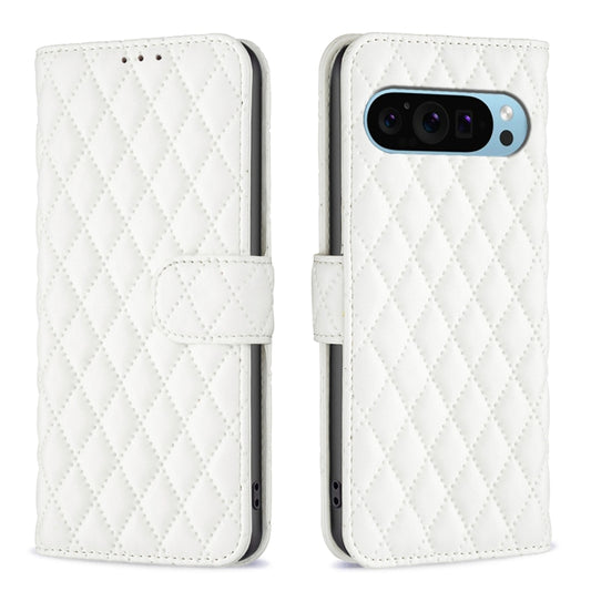 For Google Pixel 9 Pro Diamond Lattice Wallet Leather Flip Phone Case(White) - Google Cases by buy2fix | Online Shopping UK | buy2fix