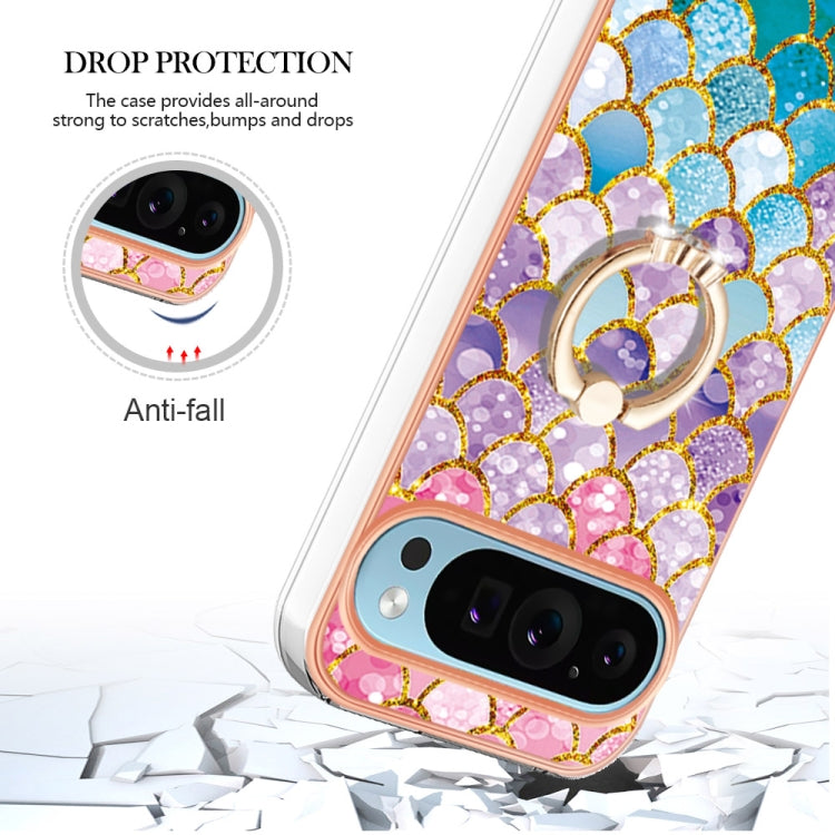 For Google Pixel 9 / 9 Pro Electroplating IMD TPU Phone Case with Ring(Colorful Scales) - Google Cases by buy2fix | Online Shopping UK | buy2fix