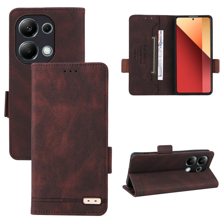 For Xiaomi Redmi Note 13 Pro 4G Magnetic Clasp Leather Phone Case(Brown) - Xiaomi Cases by buy2fix | Online Shopping UK | buy2fix