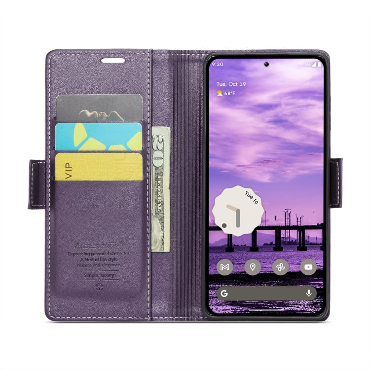 For Google Pixel 9 / 9 Pro CaseMe 023 Butterfly Buckle Litchi Texture RFID Anti-theft Leather Phone Case(Pearly Purple) - Google Cases by CaseMe | Online Shopping UK | buy2fix