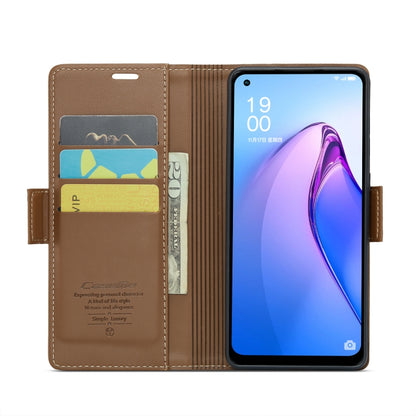 For OPPO Reno7 Z Global/Reno7 Lite Global CaseMe 023 Butterfly Buckle Litchi Texture RFID Anti-theft Leather Phone Case(Brown) - OPPO Cases by CaseMe | Online Shopping UK | buy2fix