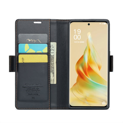 For OPPO Reno8 T 5G/A1 Pro 5G CaseMe 023 Butterfly Buckle Litchi Texture RFID Anti-theft Leather Phone Case(Black) - OPPO Cases by CaseMe | Online Shopping UK | buy2fix