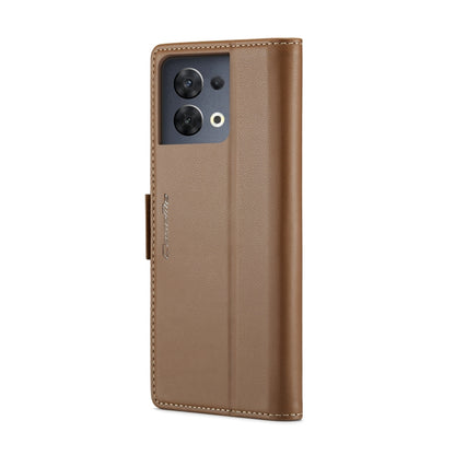 For OPPO Reno8 5G Global CaseMe 023 Butterfly Buckle Litchi Texture RFID Anti-theft Leather Phone Case(Brown) - OPPO Cases by CaseMe | Online Shopping UK | buy2fix