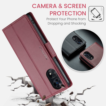 For OPPO Reno8 T 4G CaseMe 023 Butterfly Buckle Litchi Texture RFID Anti-theft Leather Phone Case(Wine Red) - OPPO Cases by CaseMe | Online Shopping UK | buy2fix