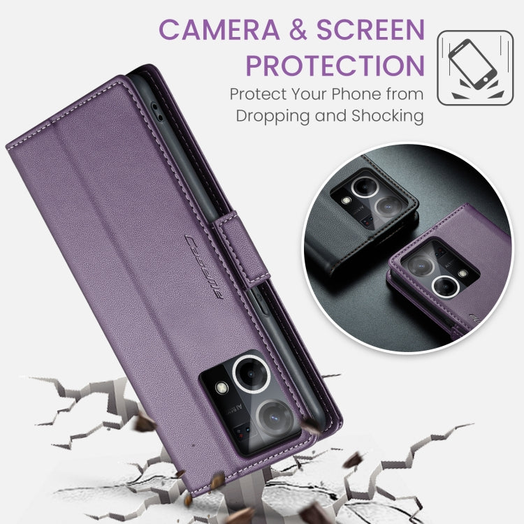 For OPPO Reno7 4G Indonesia/F21 Pro 4G/Reno8 4G CaseMe 023 Butterfly Buckle Litchi Texture RFID Anti-theft Leather Phone Case(Pearly Purple) - OPPO Cases by CaseMe | Online Shopping UK | buy2fix