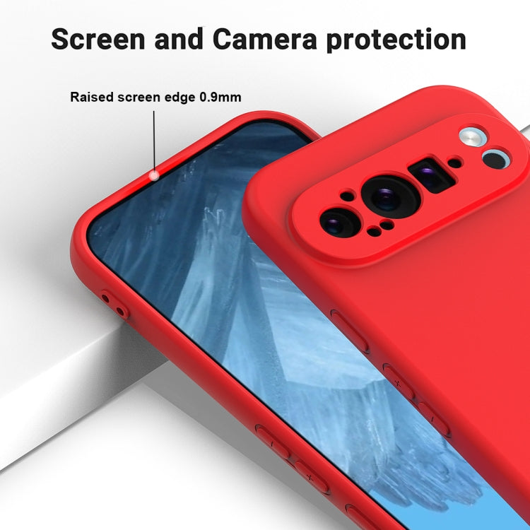 For Google Pixel 9 Pro XL Pure Color Liquid Silicone Shockproof Phone Case(Red) - Google Cases by buy2fix | Online Shopping UK | buy2fix