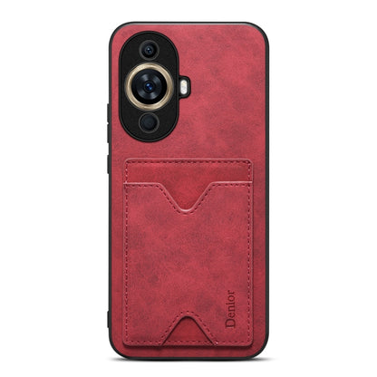 For Huawei nova 11 Denior PU Back Cover Card Slot Holder Phone Case(Red) - Huawei Cases by Denior | Online Shopping UK | buy2fix