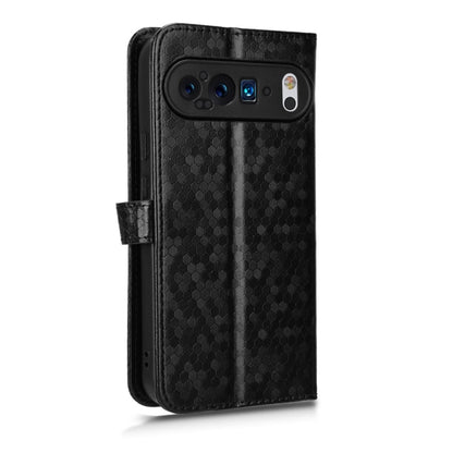 For Google Pixel 9 Pro Honeycomb Dot Texture Leather Phone Case(Black) - Google Cases by buy2fix | Online Shopping UK | buy2fix